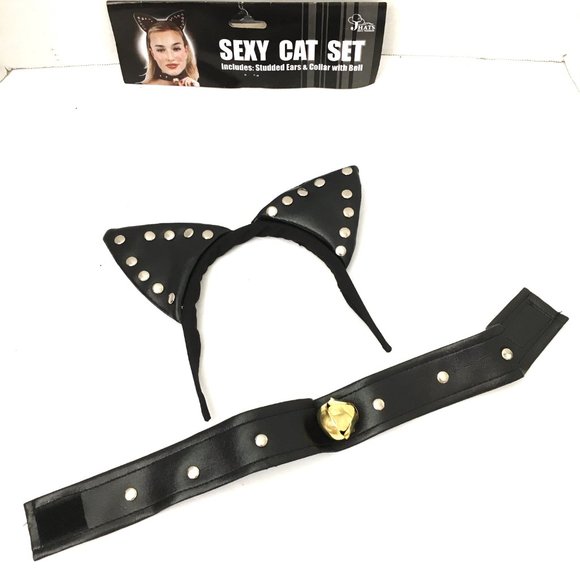 Sexy Cat Ears & Collar Faux Leather Set Discontinued NWT NOS - Picture 4 of 7